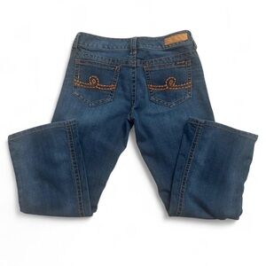 Seven7 Blue Jeans with Distinctive Orange Stitching
